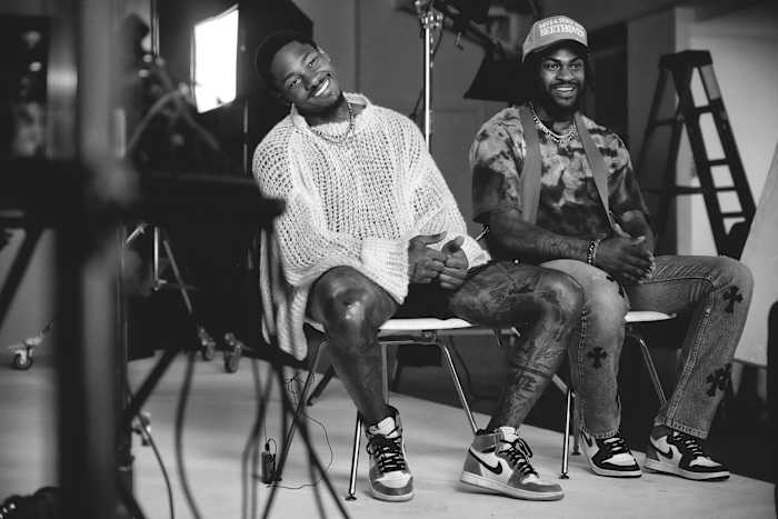 Stefon and Trevon Diggs smile during an interview